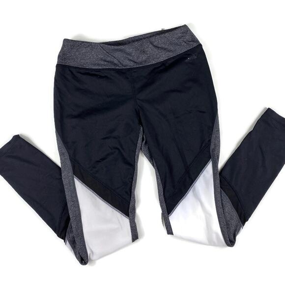 Avia Colorblock Mesh Leggings Active Full Length Black White Grey sz Small - Picture 1 of 11